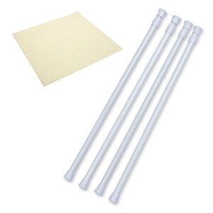 Danily 4 Pack Cupboard Bars Adjustable Spring Tension Rods 40 to 70 cm, White, Complete with a Non Slip Liner