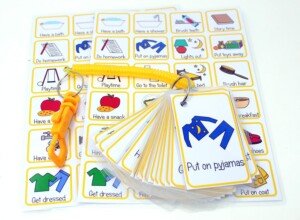 Morning & Bedtime Visual Daily Routine Flash Cards Bungee Set - Visual Aid for special needs autism speech delay
