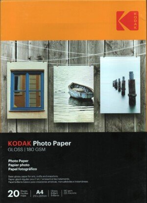 Kodak A4 Gloss Photo Paper Premium Printer Paper for Inkjet Printers A4-180gsm [20 Sheets]