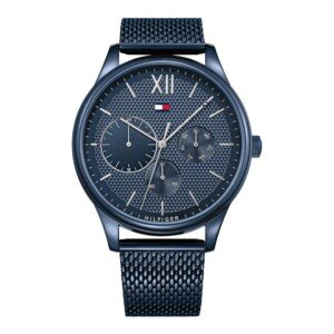 Tommy Hilfiger Analogue Multifunction Quartz Watch for Men with Blue Stainless Steel Mesh Bracelet - 1791421