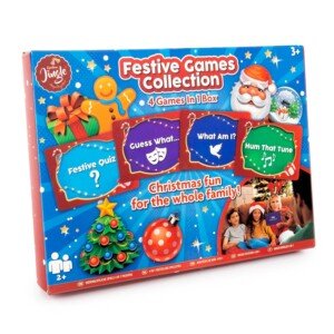 abeec Festive Family Board Games Collection | Fun 4-in-1 Card Games for Kids & Adults | Christmas Quiz, Guessing & Music Games | Holiday Entertainment for Parties, Family Nights & Christmas Day