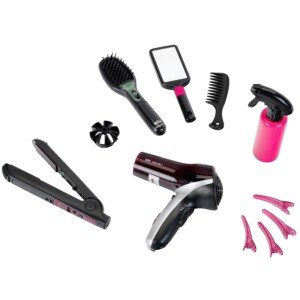 Theo Klein 5873 Braun Satin Hair 7 Mega Set I With Hair Straightener, Brush and Much More I Battery-Powered Hairdryer I Packaging Dimensions: 49.5 cm x 8 cm x 26 cm Multi - Colored