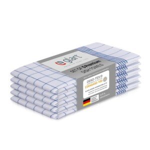 Glart 48KB1 5-piece set of dish towels kitchen towels dish cloths kitchen cloths, 50x70 cm, 100% cotton OEKO-TEX, blue checked, pre-washed
