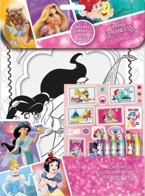Disney Princess Colouring Set Childrens Activity Stickers Stocking Filler Gift