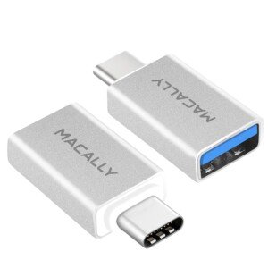 Macally USB-C to USB A 3.0 Adapter (2-Pack), Converts USB Type-C Input to USB-A for Macbook Pro 2017/2016, Macbook 12-Inch, Chromebook Pixel, Samsung S8 S8+, and Other Type-C Devices (UCUAF2)