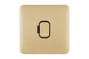 Schneider Electric Lisse Screwless Deco - Unswitched Single Fused Connection Unit, 13A, GGBL5000BSB, Satin Brass with Black Insert