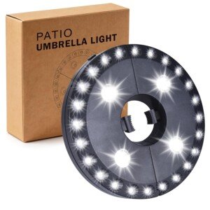 Parasol Light Patio Umbrella Light 3 Brightness Modes Cordless 28 LED Lights at 200 lumens-4 x AA Battery Operated,Umbrella Pole Light for Patio Umbrellas,Camping Tents