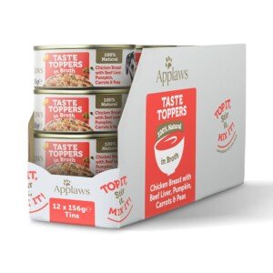 Applaws 100% Natural Adult Wet Dog Food, Chicken Breast with Beef Liver and Vegetables in Broth Tin (12 x 156g)