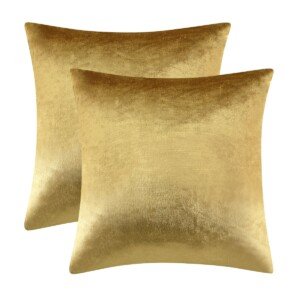 GIGIZAZA 45x45 Cushion Covers Set of 2,Velvet Gold Throw Pillow Covers Decorative Modern Square Luxury Solid Cushion Cases for Bedroom Couch Sofa Pillow Cases
