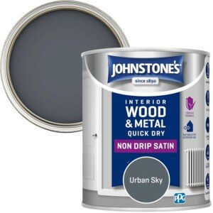 Johnstone's - Wood & Metal Paint - Satin Finish - Urban Sky - 750ml - Water Based - Non Drip & Quick Drying - Radiator Paint - Low Odour - Dry in 1-2 Hours - 8m2 Coverage per Litre