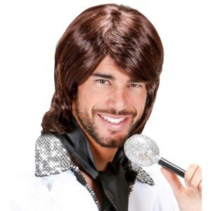 WIDMANN MILANO PARTY FASHION - 70s Pop Star Wig Brown Singer Carnival Theme Party