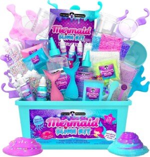 Original Stationery Mermaid Slime Kit, 35-Pieces Slime Set to Make Glow in The Dark Slime with Lots of Sparkle Slime Add Ins, Mermaid Gifts for Girls