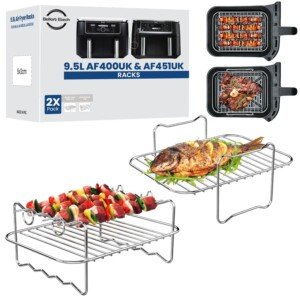 Premium Ninja 9.5L AF400UK & DZ400UK Air Fryer Rack Set & Ninja Grill | Specifically Made for 9.5L AF400 | 304 Stainless Steel Single Layer & Skewer Rack | Air Fryer Rack |