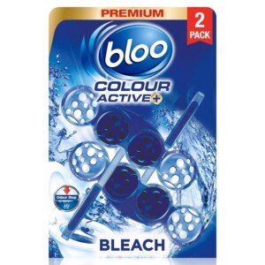 Bloo Colour Active Toilet Rim Block Bleach with Anti-Limescale, Cleaning Foam, Dirt Protection and Extra Freshness with Bloo Odour-Stop Technology, Pack of 2 Rimblocks
