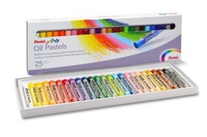 Pentel Arts Oil Pastels, Assorted colours, 1 pack of 25 sticks