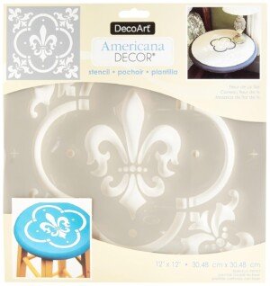 Deco Art Plastic Americana Stencil 12-inch x 12-inch-Fleur De Lis Tile