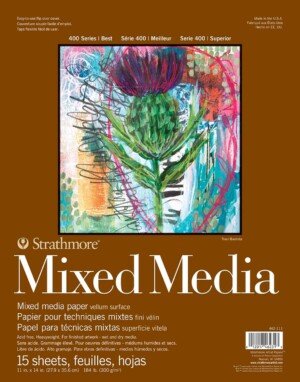 Strathmore 400 Mixed Media 300gsm Pads, 11x14in, 15 Sheets, Foldover Cover - Glued 1 side, For Professionals & Students