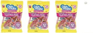 Dishmatic Essentials 72 Strong Hurricane Force Grip Clothes Pegs made of Recycled Plastic (3 packs of 24) - NOT SOLD BY CARASELLE