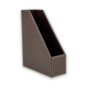 Osco Faux Leather Magazine File Holder, A4 Standing File Box & Shelf Organiser for Documents, Brochures & Catalogues Storage with Felt Base, Magazine Rack for Home Office, Brown