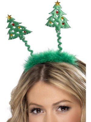 Generique - Haarreif mit Weihnachtsbäumen Accessoire für Erwachsene grün