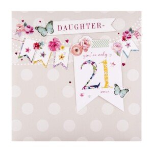 Hallmark 21st Birthday Card for Daughter - 'Bellissima' 3D Bunting Design