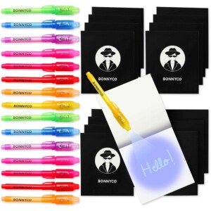 BONNYCO Invisible Ink Pen and Notebook, Pack of 16 Party Bag Fillers for Kids. Party Favours Boys and Girls, Pinata Toys. Birthday Stocking Fillers Kids, Classroom Prizes for School, Children Gifts