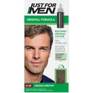 Just for men Original Formula Medium Brown Hair Dye, Restores Original Colour for a Natural Look H35