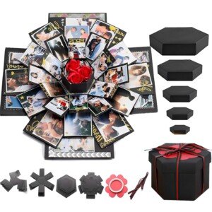Explosion Box, Creative Explosion Box, DIY Handmade Photo Album, Scrapbooking Gift Box, Handmade Surprise Box, for Birthday Valentine's Day Anniversary Wedding Christmas Festival, Birthday Gift