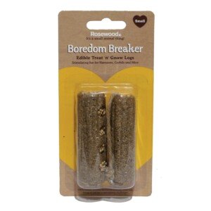 Rosewood Boredom Breaker Treat 'n' Gnaw Logs – 2-Pack Edible Chew Toys for Rabbits, Guinea Pigs, Hamsters, Mice and Small Pets – Natural Gnaw Logs for Dental Health and Enrichment