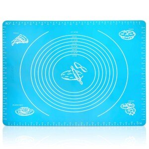 Large Dough Mat, Silicone Rolling Mat, Heat Resistant, Baking Mat for Pizza, Fondant, Baking, Kitchen 50x40cm Blue