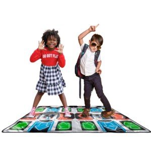 Dance Mat (2 Player) for TV, Plug and Play, 9 Retro Games, 110 Songs, 3 Difficulty Levels, Fun for Kids and Adults, for Girls, Boys & Adults - ThumbsUp!, Black