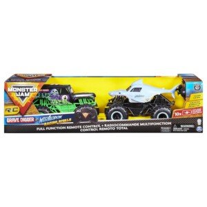 Monster Jam, Amazon Exclusive Official Grave Digger Vs. Megalodon Racing Rivals Remote Control Trucks, 1:24 Scale (Only Available On Amazon)