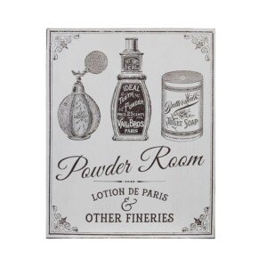 Premier Housewares 2800765 Powder Room Wall Plaque - Grey 1x20x25 cm
