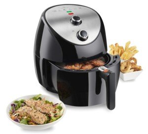 MisterChef Air Fryer with Rapid Air Circulation System, VORTX Frying, 30 Minute Timer & Adjustable Temperature Control, Oil Free Cooking. 1500W. 3.5 Litre Cooking Pot, Black, Free Recipe Book