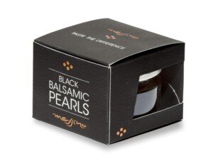 Messino Balsamic Pearls – 50ml Jar – Molecular Gastronomy Vinegar Spheres – Vegan, No Sugar – Gourmet Garnish for Salads, Desserts & Meats