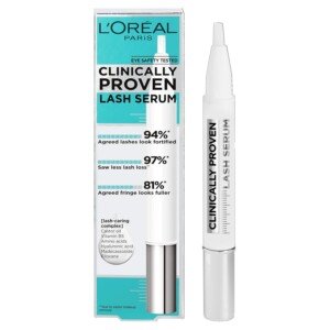 L'Oreal Paris Lash Serum, Clinically Proven Hyaluronic Acid Lash Serum, For Stronger, Thicker-Looking Lashes, Fortified, Less Lash Loss & Fuller Fringe With Castor Oil