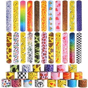 GOLDGE 24pcs Blocks Magic Snake Cube Colorful Slap Bands for Kids Slap Bracelets for Party Bags