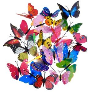 Shappy 20 Pieces Garden Butterflies Stakes and 4 Pieces Dragonflies Stakes Garden Ornaments for Yard Patio Party Decorations, Totally 24 Pieces (Normal)