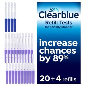 Clearblue Refill Pack For Advanced Fertility Monitor: 20 Fertility Tests For Ovulation & 4 Pregnancy Tests, 24 Units (Monitor Sold Separately), Packaging May Vary