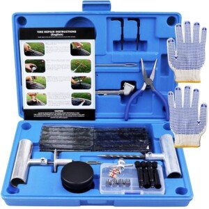 MAIKEHIGH Tyre Repair Kit, Tubeless Car Puncture Repair Kit, Heavy Duty Tyre Plug Tool Set for Auto, Truck, Off-Road, ATV, Tractor