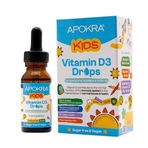Vitamin D Drops Baby & Kids - Vegan - 60 Days Supply – 30mL – Preservative Free and Sugar Free Kids Vitamins - VIT D 400IU in MCT Oil - 10 micrograms per 0.5mL | APOKRA