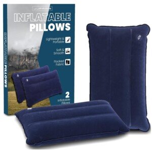 JJOnlineStore JJPRIME - 2 Pcs Outdoor Pillows | Inflatable Pillows for Camping | Blow Up Pillows For Camping Hiking Travel Travelling Soft Blow-Up Pillows Set (Blue, Inflatable Pillow)