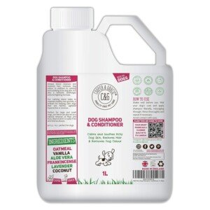 Dog Shampoo & Conditioner 1L - Grooming for Sensitive Skin, Itchy Skin, Smelly Dogs - Anti-Itch, Anti-Bacterial & Anti-Fungal Formula - Soothes & Restores Coat