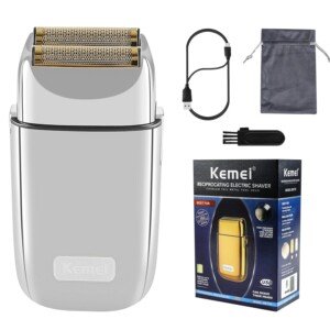 Kemei Cordless Metal Double Foil Shaver Electric Razor for Men Close Electric Shavers, Type-C Rechargeable for Wet/Dry Shaving Father Day Gifts