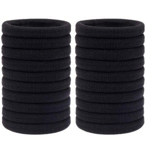 H&S 50 Hair Bands, Hair Bobbles Elastic Ties Hairbands Ponytail Holders for Women Girls Kids Men Thick Hair Black