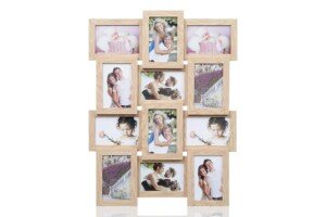 ARPAN Multi Aperture Picture Wooden Photo Frame Holds 12 x 6 x4 Photos, Collage Picture Wall-Mounted Frame (Natural)