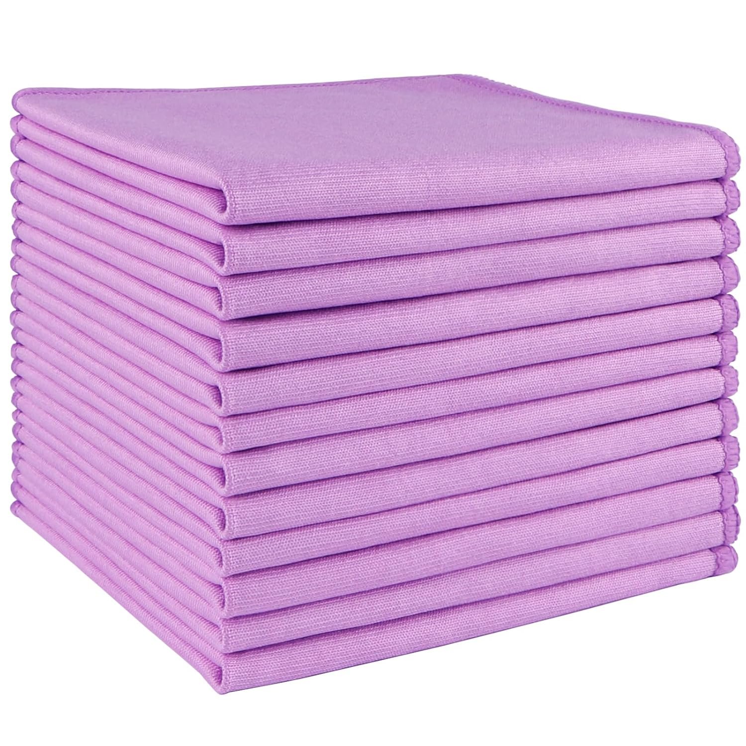 HOMEXCEL Microfibre Glass Cleaning Cloths 12 PK, Lint Free Streak Free, Reusable Cleaning Cloth for Cleaning Windows, Glasses, Mirrors, Screens, Stainless Steel, and More Purple-30X30 CM