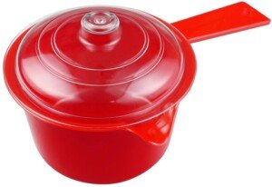 Microwave Saucepan and Lid 600ml Red - BPA Free & Dishwasher Safe Microwave pan 14 x 12 x 21cm