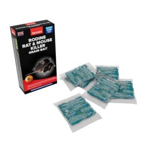 Rentokil Rodine Rat & Mouse Killer Grain Bait - 6x25g Sachet, Black