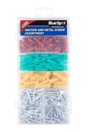Blue Spot 40542 285PCE Anchor/Metal Screw Assortment, Set of 285 Pieces